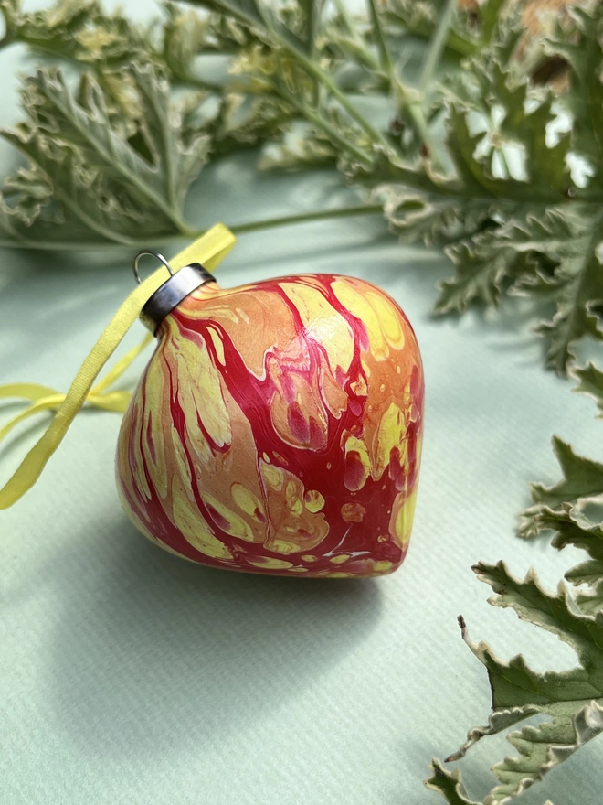 Hand-marbled tapered Christmas bauble