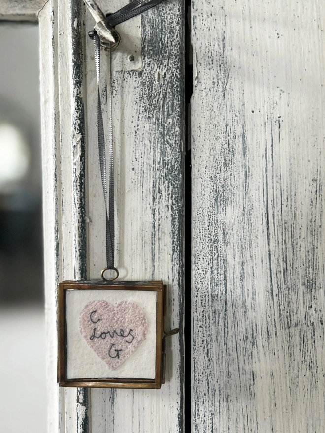 Framed Embroidered Personalised Heart