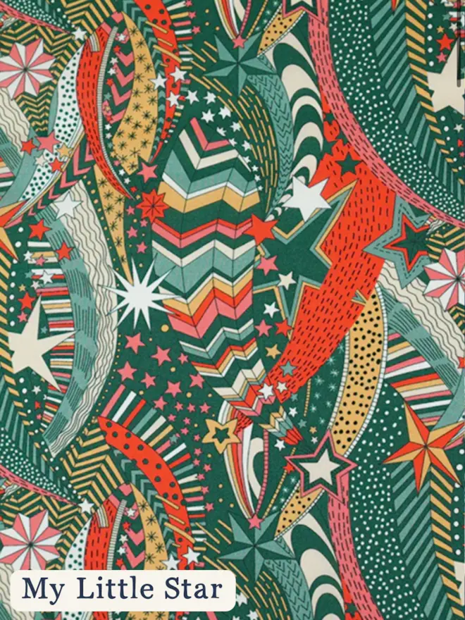 My Little Star Liberty Christmas Star print fabric swatch