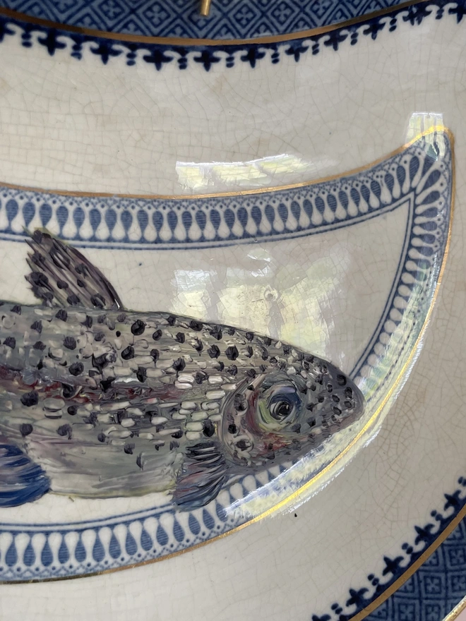 detail of trout painting