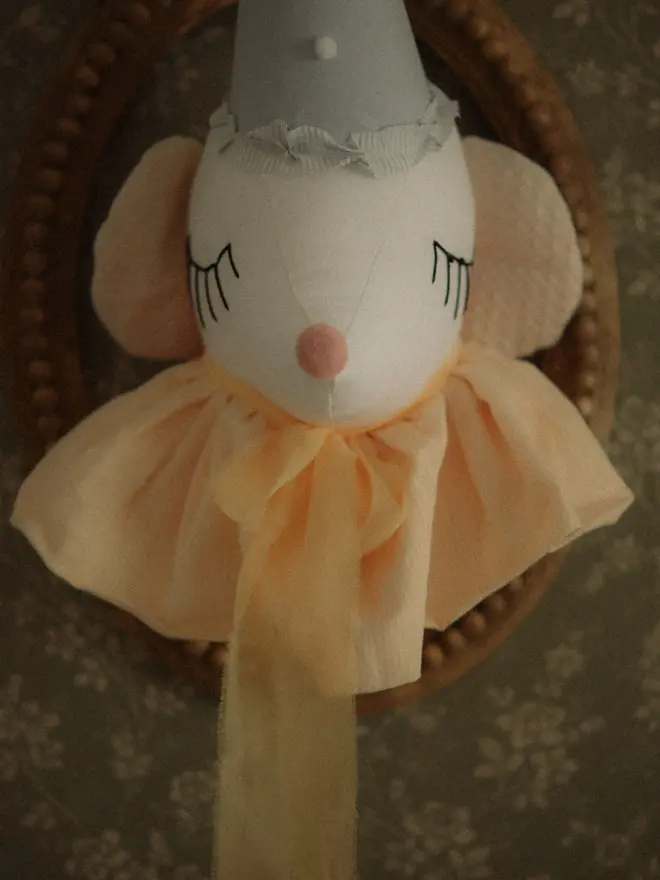 Circus Mouse Head Trophy, Mice Wall Mount, Nursery Plush Head