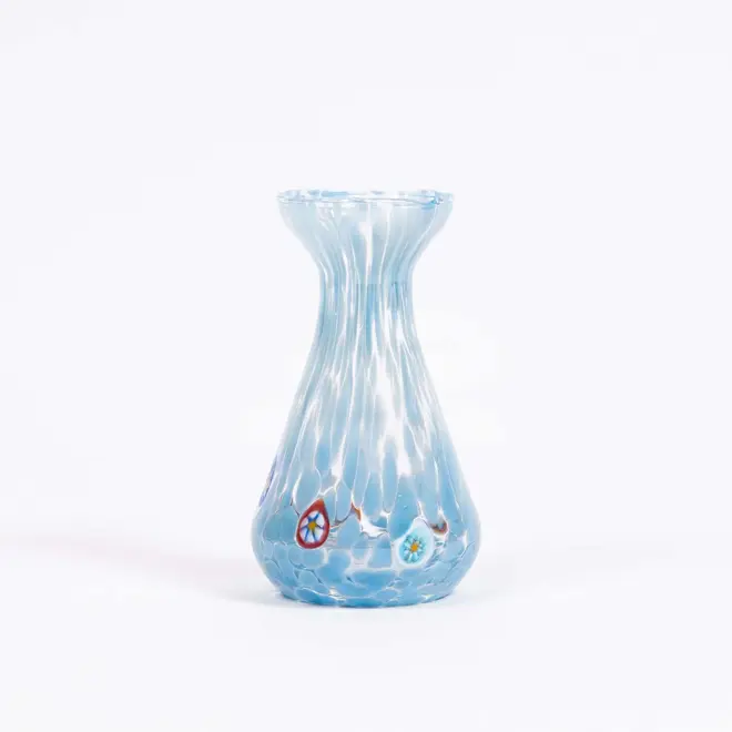 piccolo, curve shaped blown glass vase in azzuro / pale blue