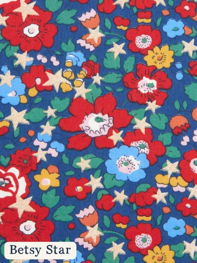 Betsy Star floral liberty print featuring gold stars