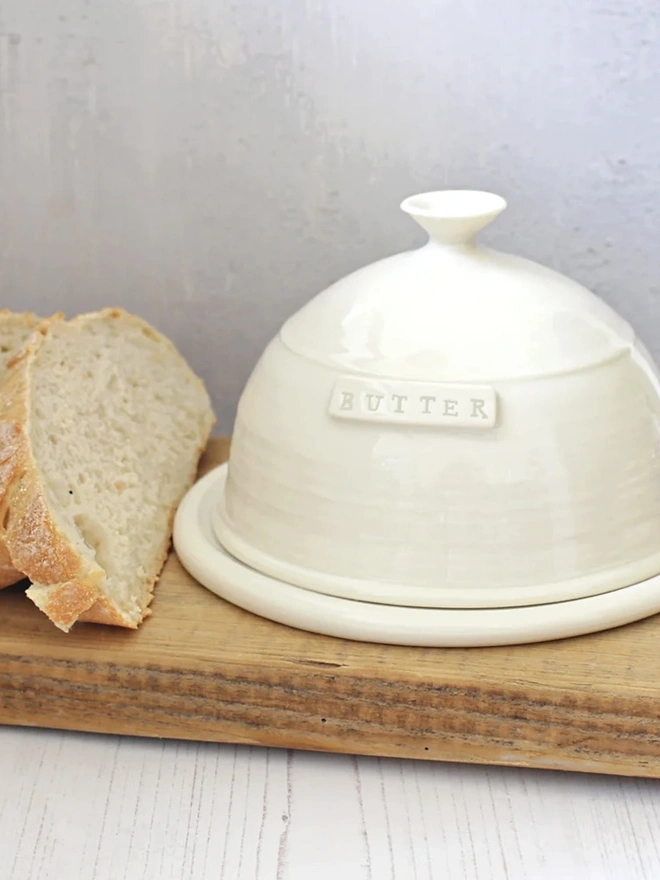 Personalised Handmade Porcelain Domed Butter Dish