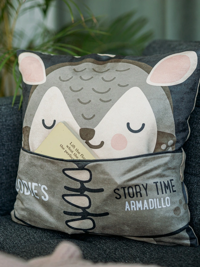 Hug and Fable Armadillo Pocket Story Cushion