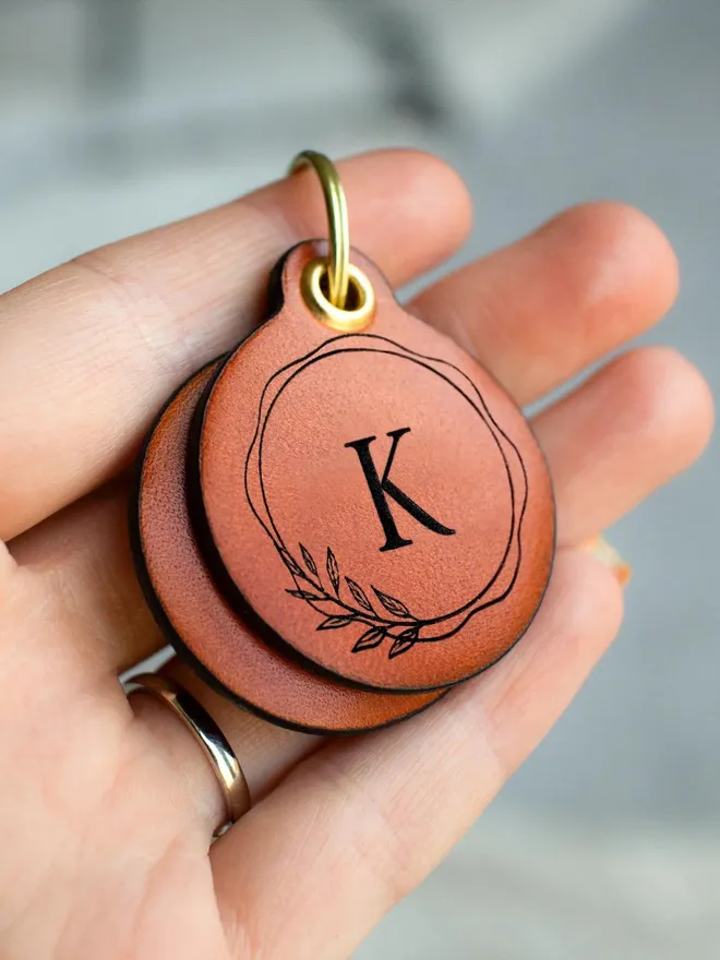 Personalised Initial Leather Pet ID Tag