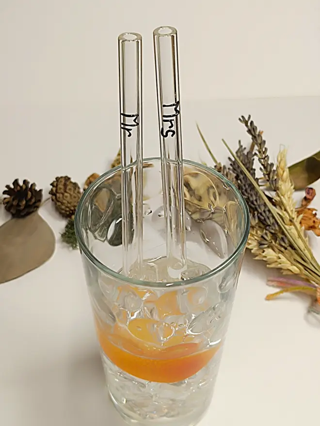 Mr & Mrs Straws in a drink