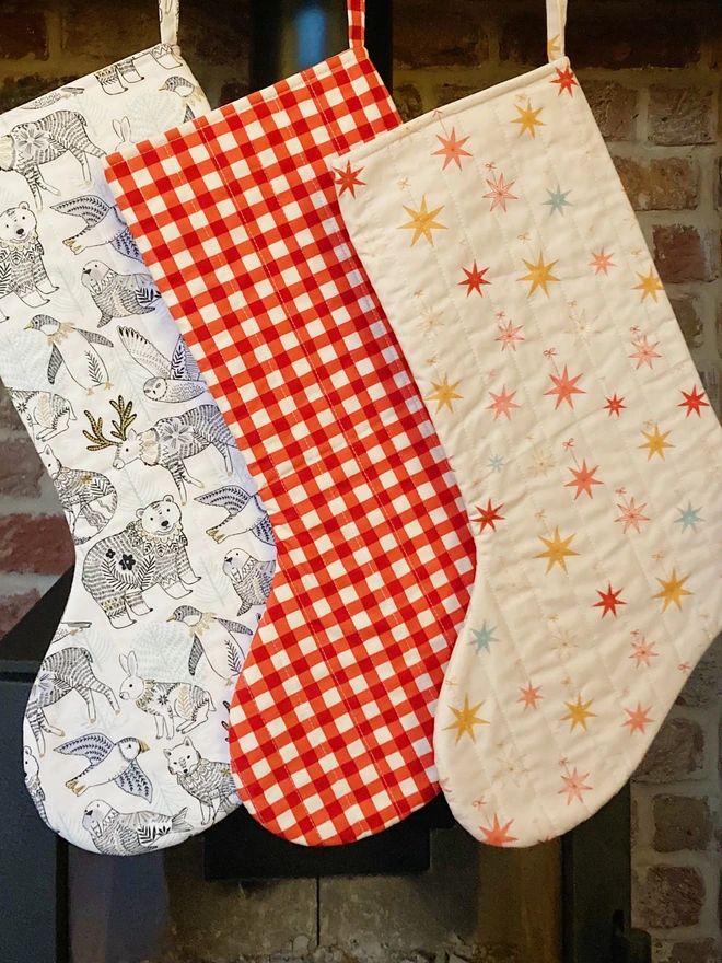 Cooper and Fred Printed Quilted Christmas Stockings