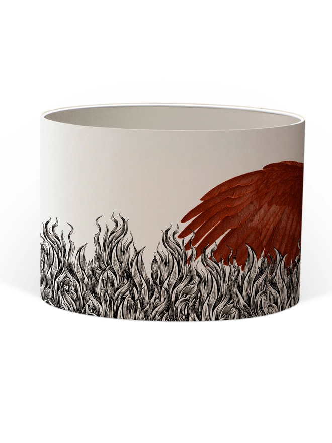 Phoenix lampshade side view with a white inner.