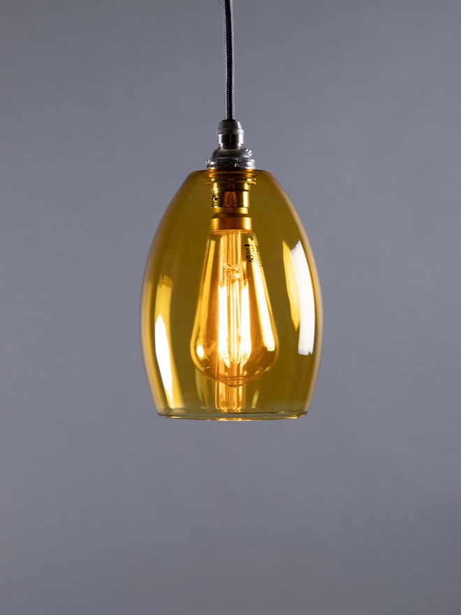 Small Bertie Yellow Glass Pendant Light 