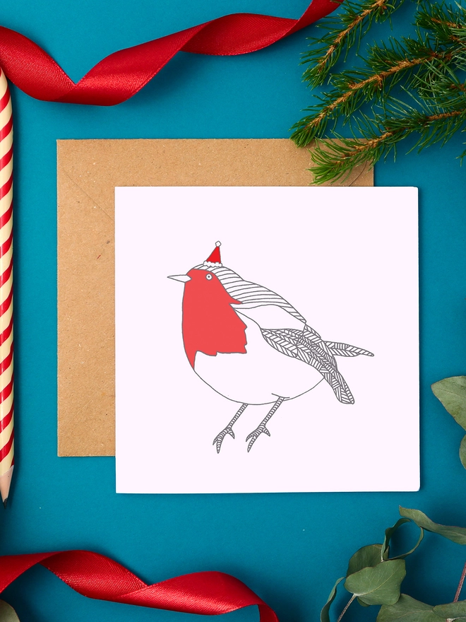 Traditional Style Christmas Card Featuring a Robin Redbreast