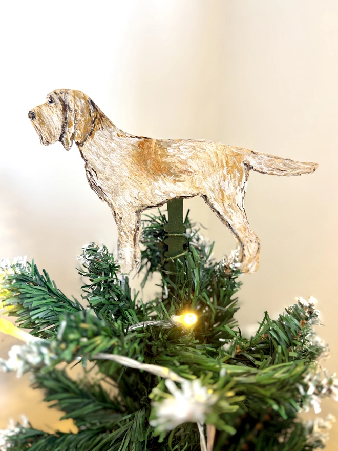 Italian Spinone Hand-painted Dog Christmas Tree Topper