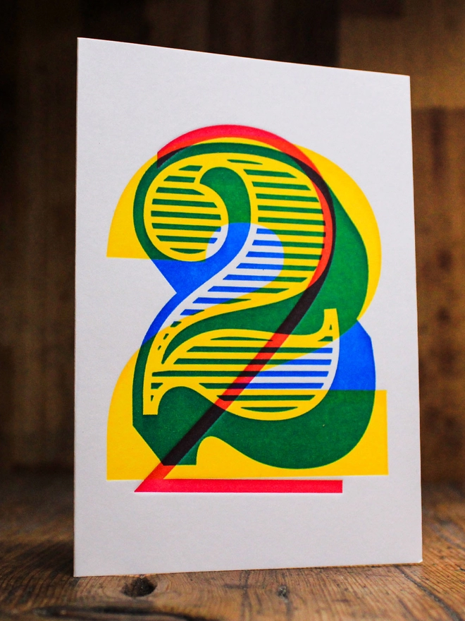 2nd Birthday / 2nd Anniversary Typographic Letterpress Card
