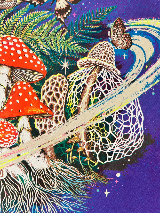 'Planet o' Loveshrooms' Mushroom Screenprint