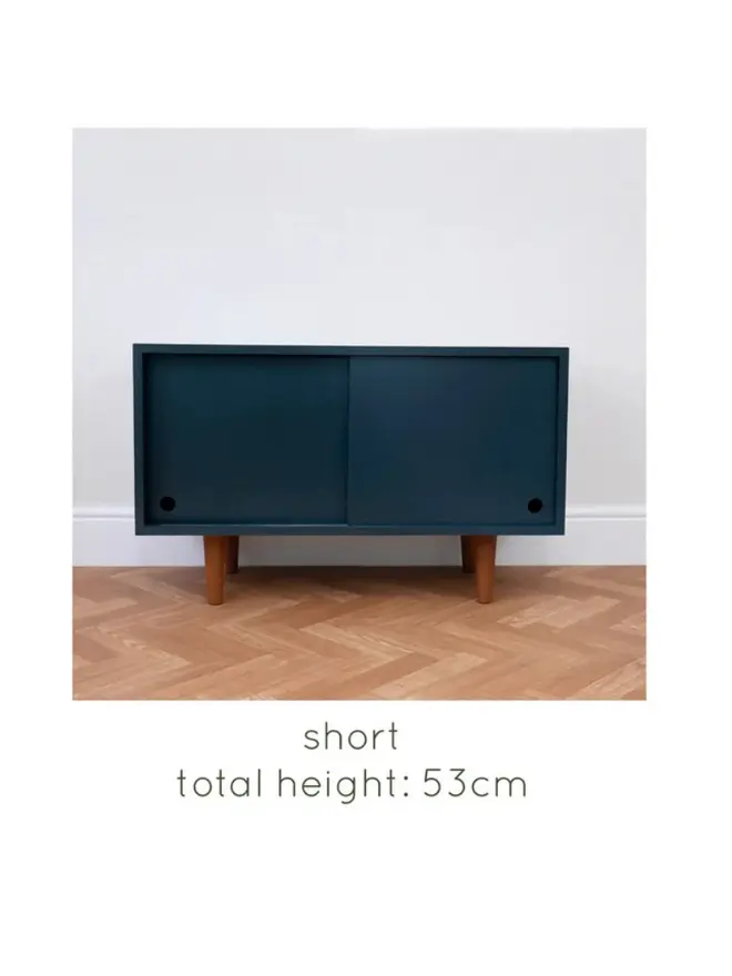 Mid Century Navy Vinyl Storage With Retro Pattern