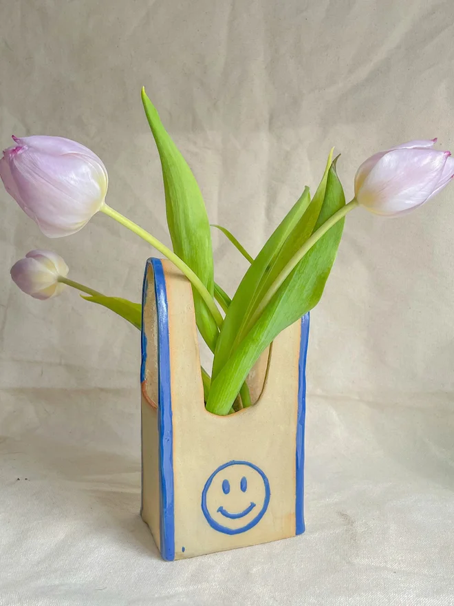 Ceramic Tote Bag, Happy Face