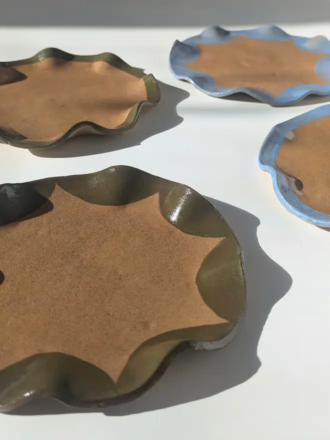 Baby Blue & Smokey Olive Side Plates (Set Of Four) 
