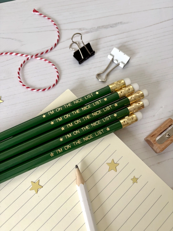 Nice List Christmas Pencils (Set of 5 or 10)