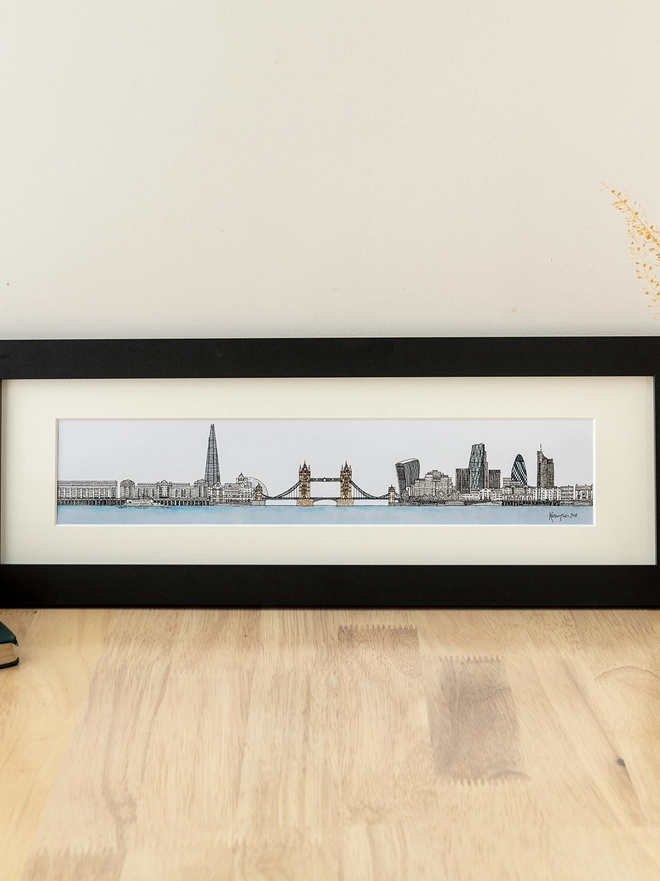 Tower Bridge, London hand crafted print in a black frame