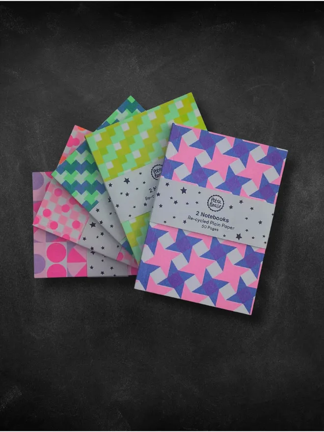A6 Pocket Notebooks Plain with risograph printed covers set of 10