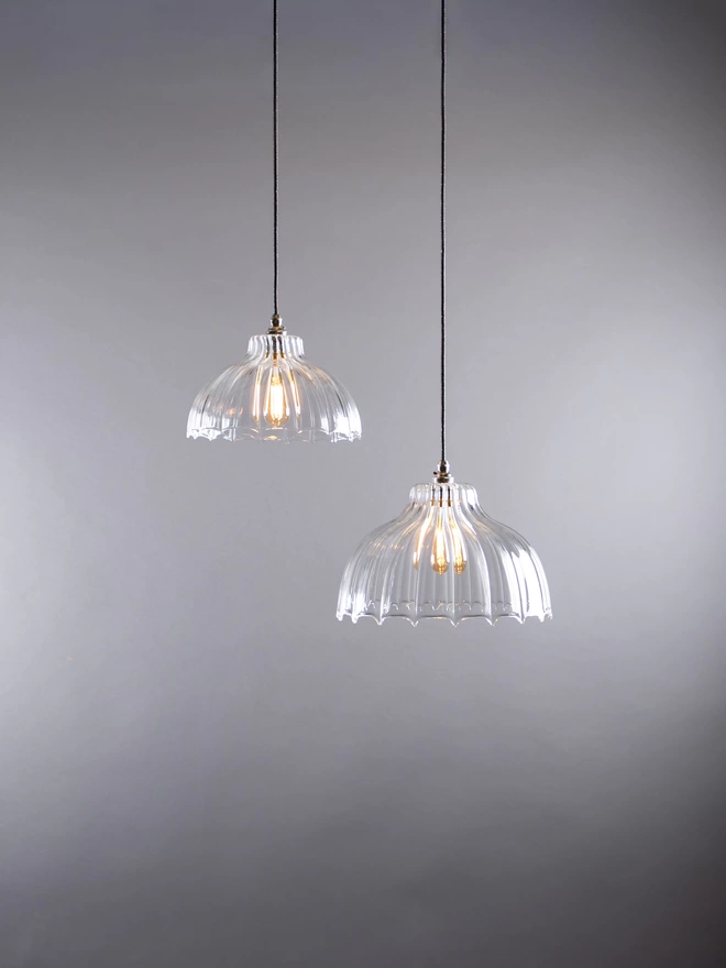 Mary Clear ribbed Clear Glass pendant Lights 