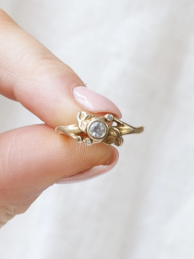 Ivy Leaf Diamond Ring 