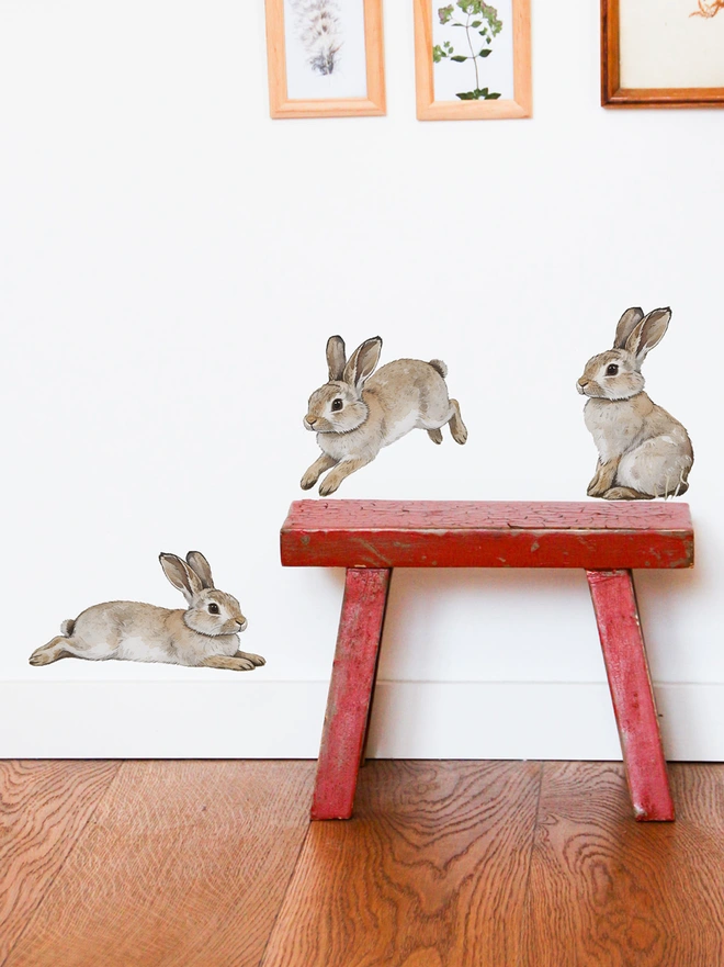 set of 3 bunny wall stickers