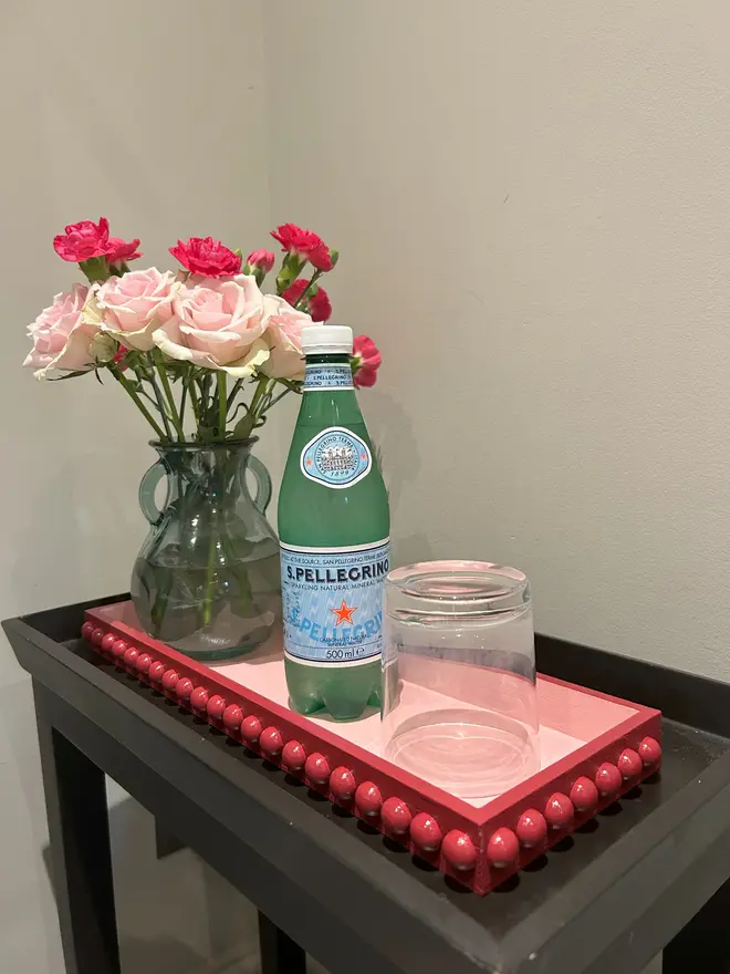 Red and Pink Bobbin Style Decorative Tray
