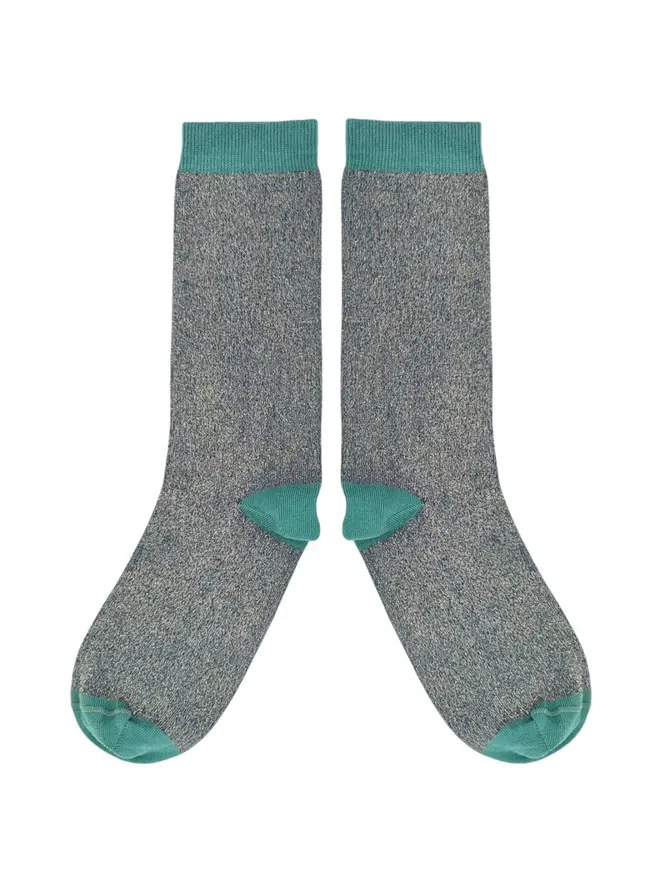 Women's Glitter Organic Cotten Ankle Socks, a pair of colourful patterned socks sitting on a plain white surface. 