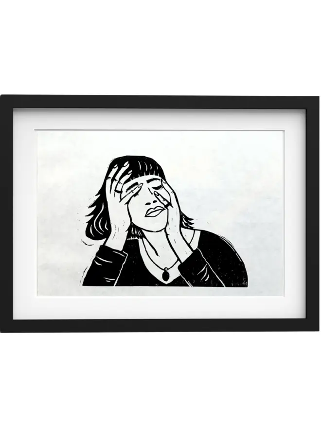 woman linocut print susan bradley