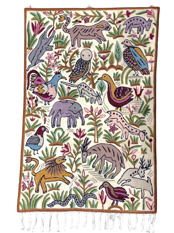 Moppet Hand-embroidered animal jungle safari children's wall hanging tapestry Kolahoi cut out