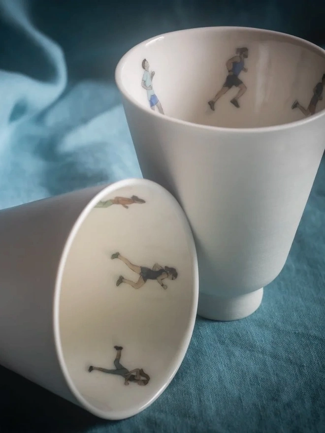 Individual Handmade Porcelain 'Runner' Beakers