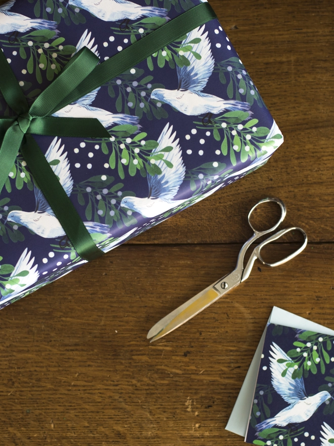 Mistletoe Dove Wrapping Paper