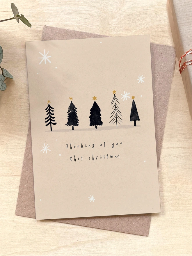 Thinking of You - Recycled Coffee Cup Christmas Card
