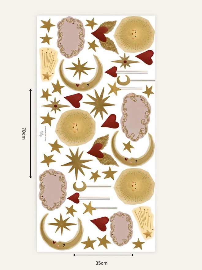 Celestial Dream Fabric Wall Stickers, the dimensions of the wall stickers