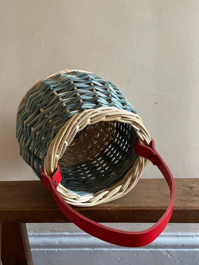 willow berry basket natural handbag oval round leather handle brit britain blue indigo