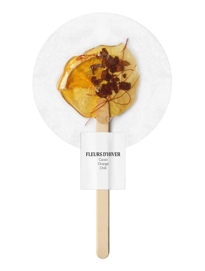 A stick of Cocao Orange and Chilli tea on a stick
