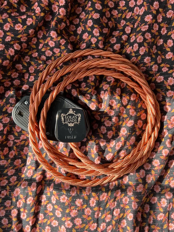 Lola's Leads Copper Orange Fabric Covered Extension Cable