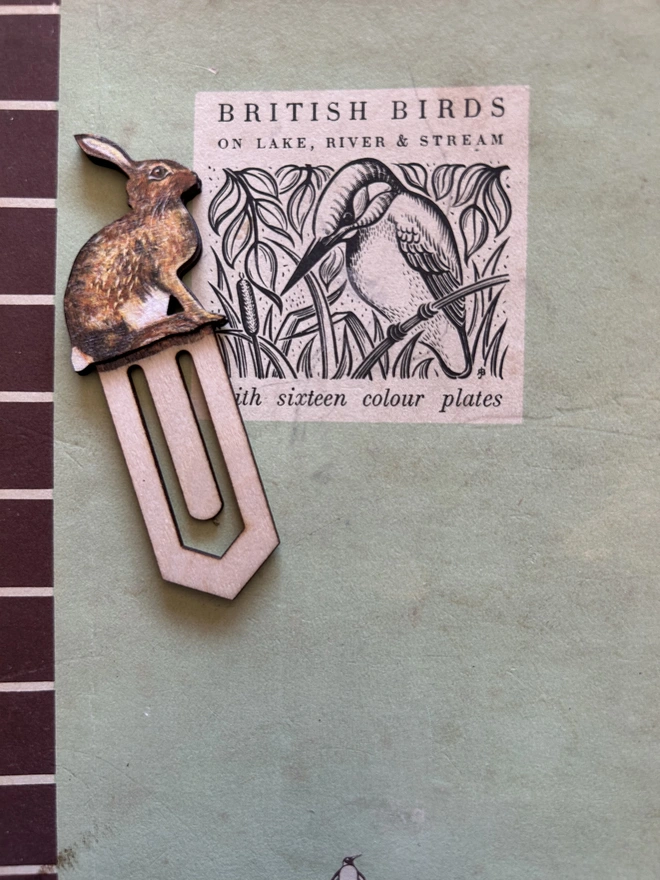 Sitting hare birch plywood paperclip bookmark