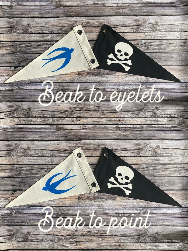 swallow amazon skull crossbones pennant flag swallow direction