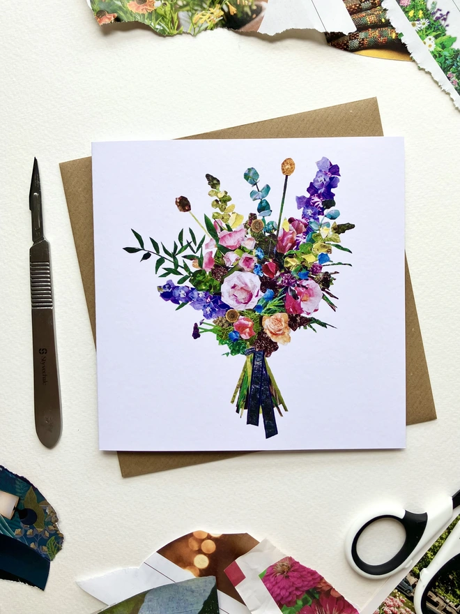 Flower Bouquet Collage Card