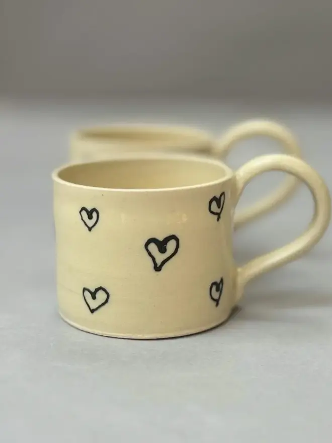 Stoneware Espresso Cup Love Hearts 