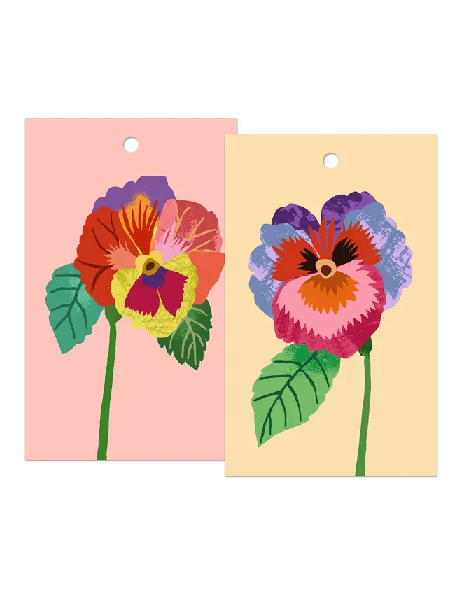 illustrated pansies gift tags
