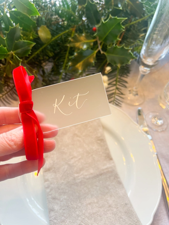 Personalised Calligraphy Frosted Acrylic Place Cards 