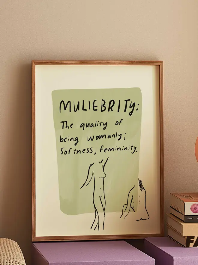 Muliebrity refers to the quality of being womanly, softness, femininity. 