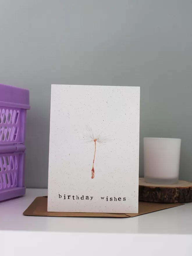'Birthday Wishes' Card being splayed on shelf