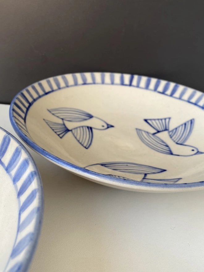 Handmade Stoneware Bird Bowl