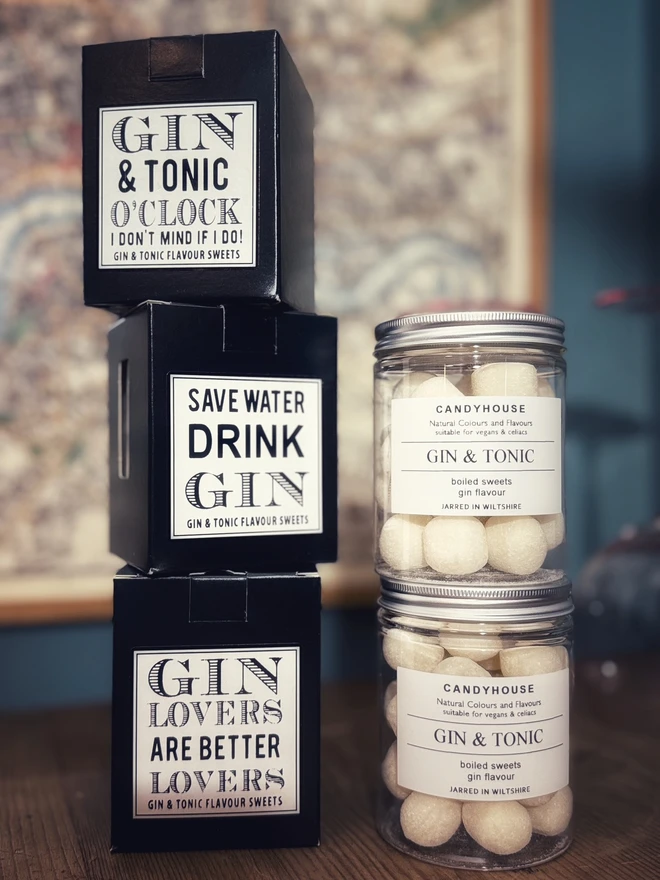 G&T Gin Gift Ginmas Boxed Gift Candyhouse For Her Him Vegan Natural Colours Flavours