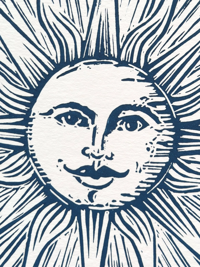 Mystical Moon, Stars & Sun Hand Printed Linocut Garland