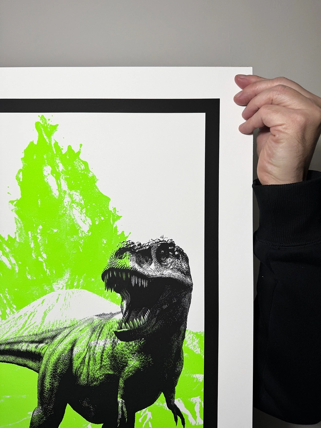 T Rex_Large Screen Printed Poster_Holly and Co_Close up top right